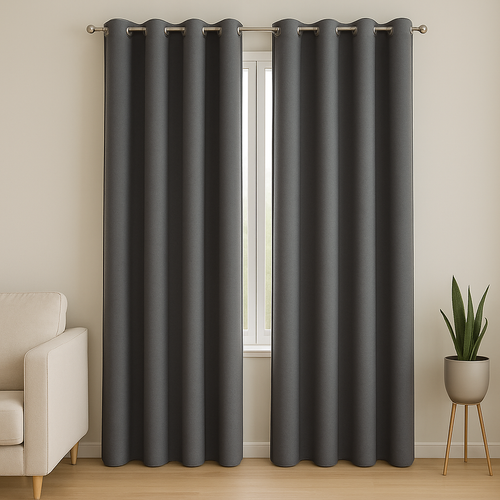 Blackout Curtains - Grey - Thermal Insulated - Set of 2 on white background - The Cocoon Tribe