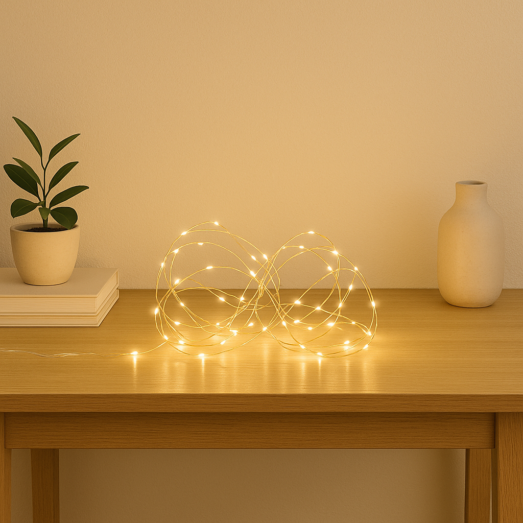LED String Fairy Lights - Warm White - 10m on white background - The Cocoon Tribe