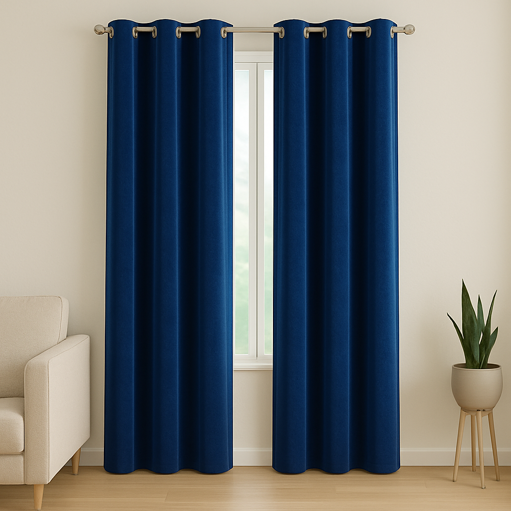 Velvet Curtains - Royal Blue - Heavy Drapes - 7 Feet on white background - The Cocoon Tribe